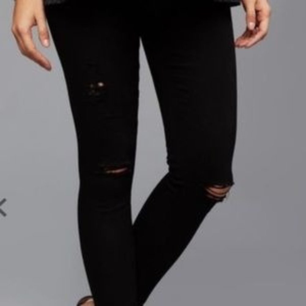 AG Adriano Goldschmied Black distressed Legging Ankle Maternity Jeans size 29
